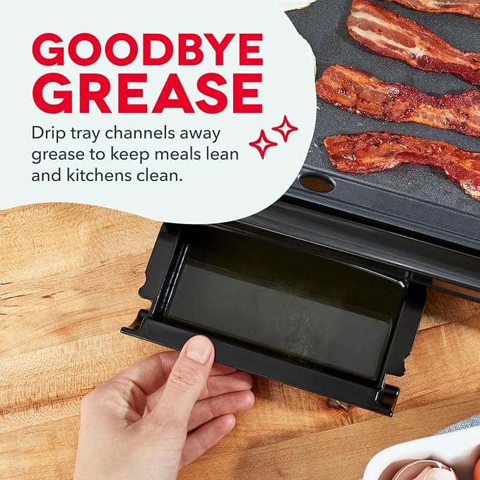 Dash Deluxe Everyday Electric Griddle, Removable Nonstick Plate, Black | Flat Top Grill with Drip Tray, Temperature Control, Large 20-Inch Cooking Surface for Pancakes, Eggs, Burgers, & Bacon