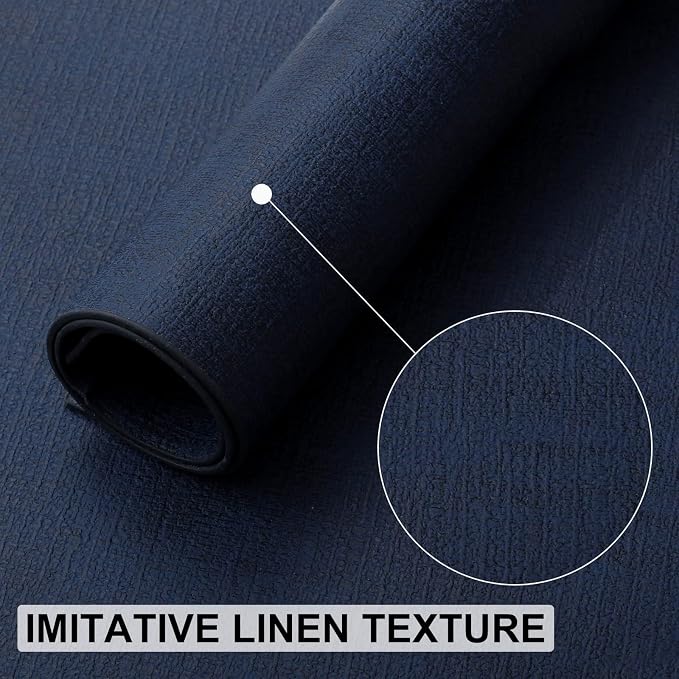 Faux Leather Heat Resistant Placemats 8 Packs, Waterproof Wipeable Dining PU Place Mats for Indoor & Outdoor, Easy to Clean, Dark Navy Blue