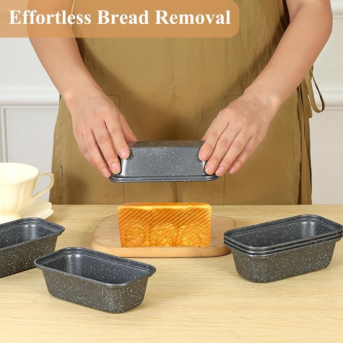 Walooza Mini Loaf Pan, 6x3 Inch Nonstick Bread Pans for Baking, Oven & Air Fryer Safe Small Banana Bread & Meatloaf Pan, Carbon Steel Baking Tins for Homemade Bread (Mini Loaf Pan(6-pack))