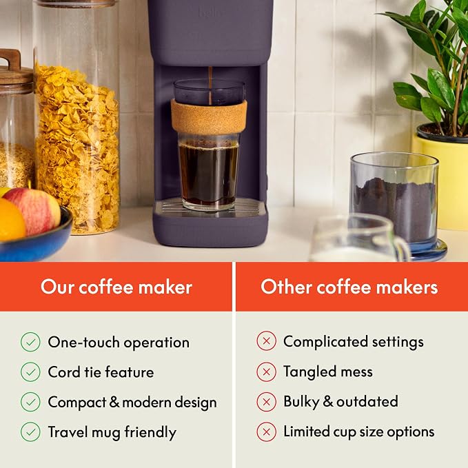 bella K Cup Coffee Maker w/ Water Tank, Plum