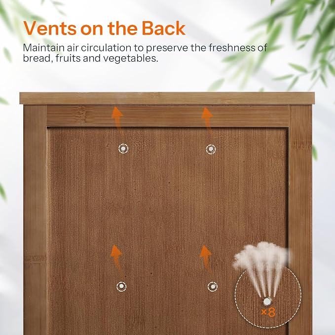 HOOBRO Bread Box, Bamboo Bread Box for Kitchen Countertop, 2-Tier Corner Bread Box, Large Capacity Bread Bin, Food Storage Box, Bread Storage Container for Kitchen, Dining Room, Brown BR12MB01