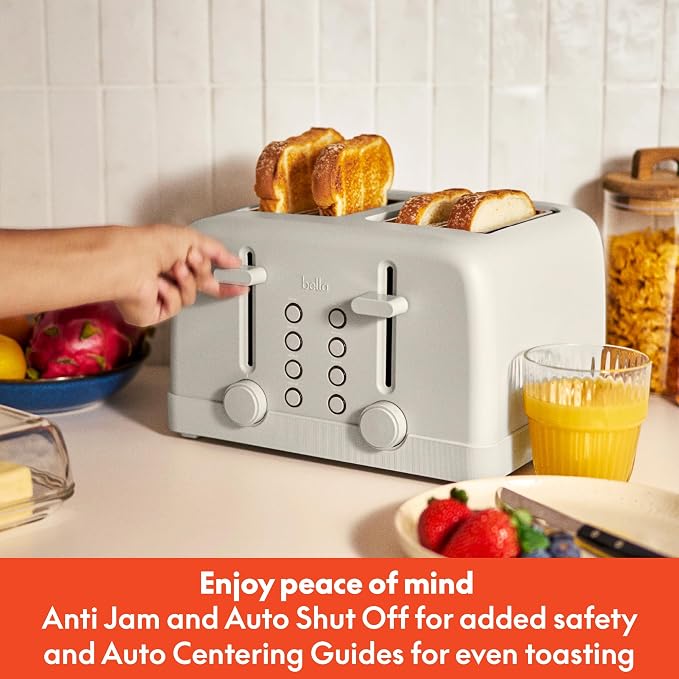bella 4-Slice Toaster with Extra Wide Slots, Oatmilk