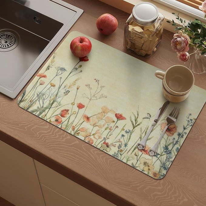 Vinyl Placemats Set of 4-12x17 Inch - Heat Resistant Washable Place Mats Waterproof Non-Slip Wipeable Table Mats for Dining Table Decor, Spring Outdoor Plastic Placemat