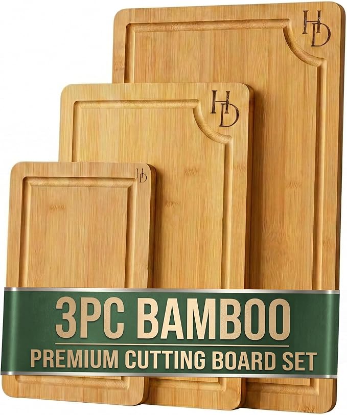 3 Piece Bamboo Cutting Board Set, Cutting Boards For Kitchen, Hampton Distribution