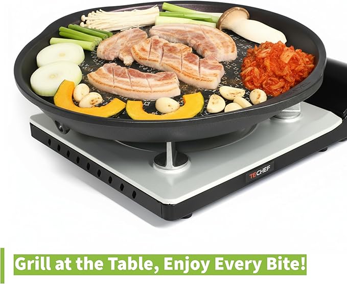 TECHEF - Stovetop Korean BBQ Non-Stick Grill Pan with Agni Portable Gas Stove Burner, Made in Korea (Master KBBQ Set)