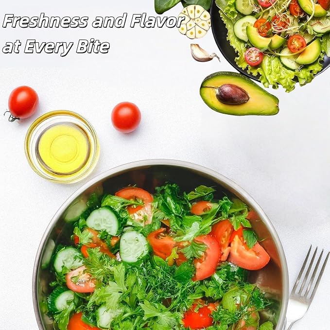 Stainless Steel Salad Spinner, 6L Salad Spinners Large Lettuce Spinner, with Drainage Basket Drainage Outlet Used for Cleaning and Drying Vegetables Food and Fruits Quick Spin Vegetable Fruit Spinner