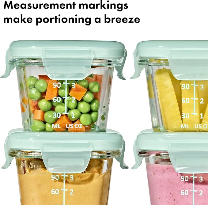OXO Tot Glass Baby Blocks Food Storage Containers (4 oz) - Opal