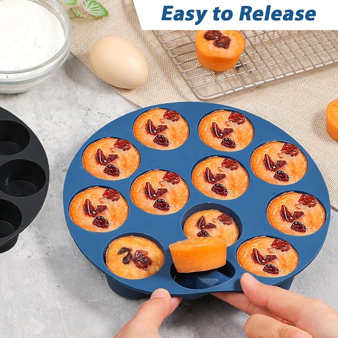 Webake Silicone Air Fryer Muffin Pan for Baking Egg Bites Silicone Mold, Nonstick 1.8 Inch Mini Muffin Tin BPA Free Set of 2