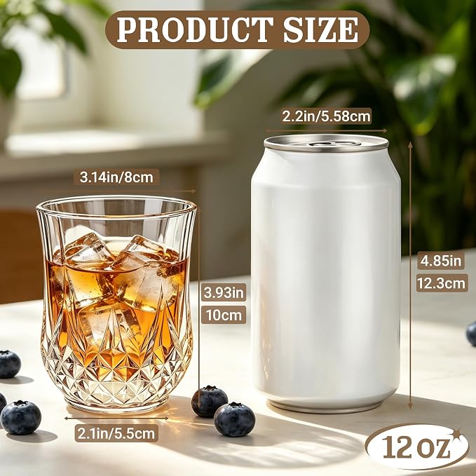 12 Pack 12 Oz Plastic Stemless Wine Glasses, Clear | Unbreakable, Reusable, Elegant Vintage Design, Fancy Cocktail Cups, Whiskey, Champagne, Wedding, Party, Bars, Holiday Events