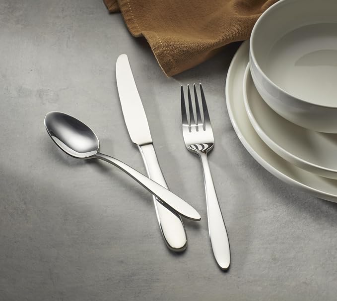 Oneida Mooncrest 12-Piece 18/0 Silverware Set for 2, Flatware | mirror finish, dishwasher safe | includes knives, forks, and spoons | cutlery set for kitchen and dining