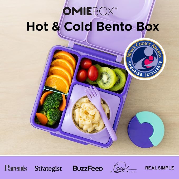 Omie OmieBox Kids Insulated Leakproof Bento Lunch Box with Food Jar (Purple Plum)
