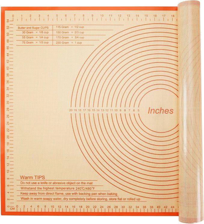 Silicone Pastry Mat 34x26 Inch Nonstick Baking Mat -Perfect for Doug, Pastry, Bread, Dough Rolling, Kneading Board, Pie Crust, Fondant, Pasta/Pizza, Kitchen Counter Mat