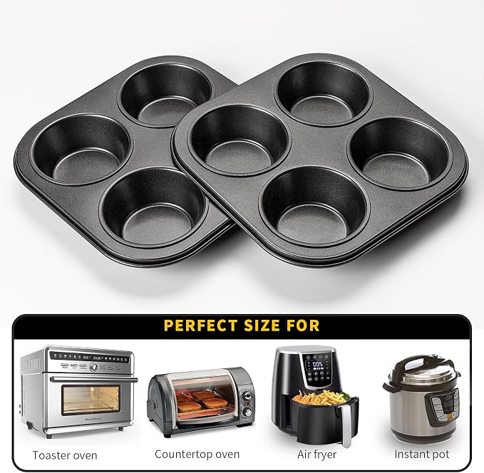Yomvzake Air Fryer Muffin Pan, 2 Pack Cupcake Molds for Air Fryer Toaster Oven, Nonstick Cupcake Baking Pan for Counter Top Oven Small Oven