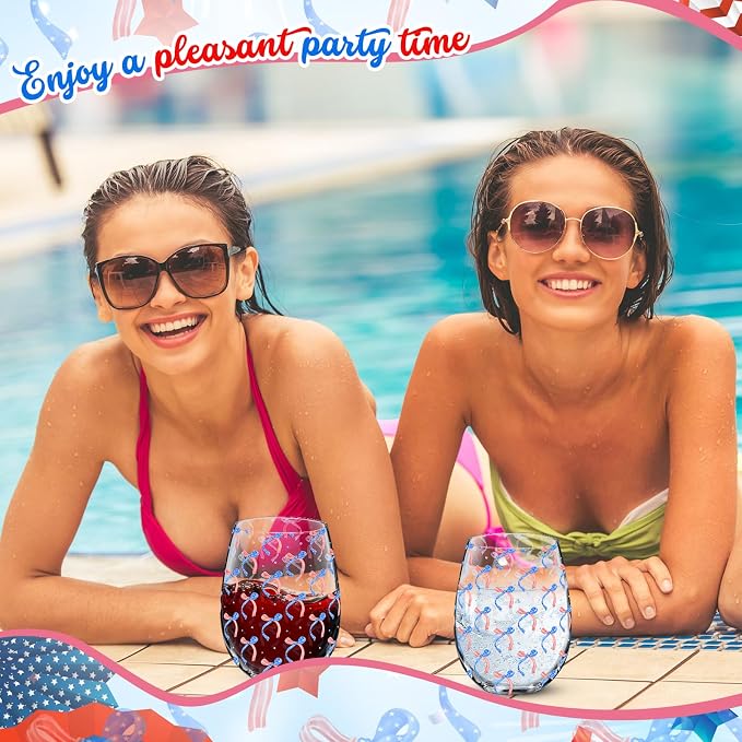 Sliner 2 Pack 250th Anniversary Stemless Wine Glasses 17oz Patriotic Drinking Glasses Independence Day Tumbler Cups for 4th of July Party Supplies Memorial Day Gift Decorations