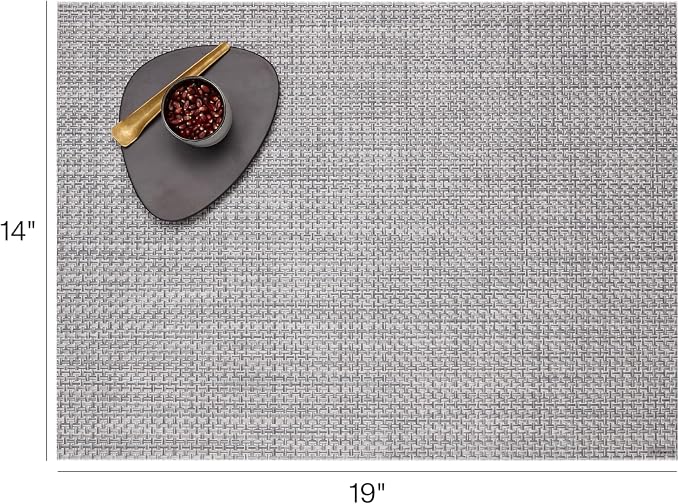 Chilewich Basketweave Placemats, Woven Rectangle Placemats Set of 4 | Reusable, Stain-Resistant, Indoor/Outdoor Tabletop Protection, Shadow, 14" x 19"