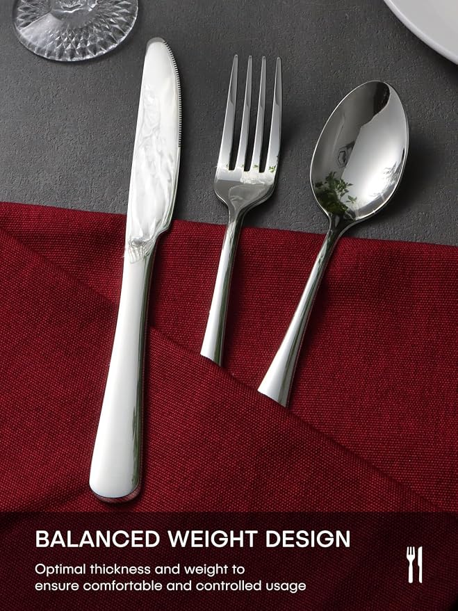 Silverware Set, 30-Piece Flatware Set for 6 Include Forks Spoons Knives Stainless Steel Utensil Set, Mirror Polished Dishwasher Safe Tableware Cutlery Set for Home, Restaurant, Party, Wedding