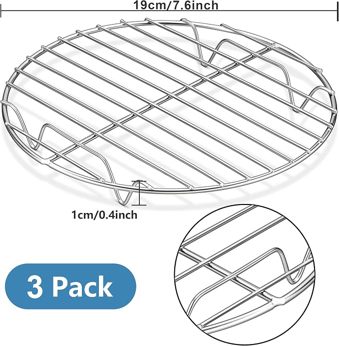 Herogo 3 Pack Steaming Cooling Racks, 7.6 inch Round Baking Canning Racks