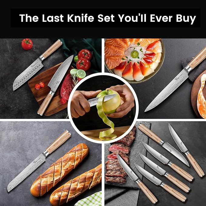 2026 Upgrade Japanese Kitchen Knife Set with Torii-Style Block | 14-Pieces Knife Set for Kitchen, German DIN1.4116 Steel, Ergonomic Handle, Sharp Edge, Magnetic Knife Holder, Ideal Gift