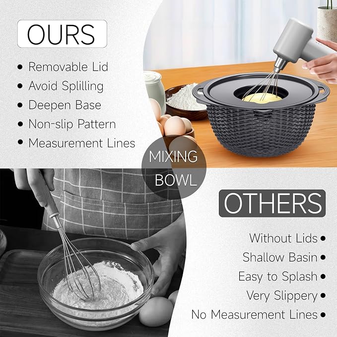 4-1 Colander with Lid Set - Rotatable Strainer With Bowl(Patented), Pasta Strainer with New Upgraded Graters, Strainer And Colanders, Fruit Cleaner, Veggie Wash, Apartment Kitchen Gadgets - Grey