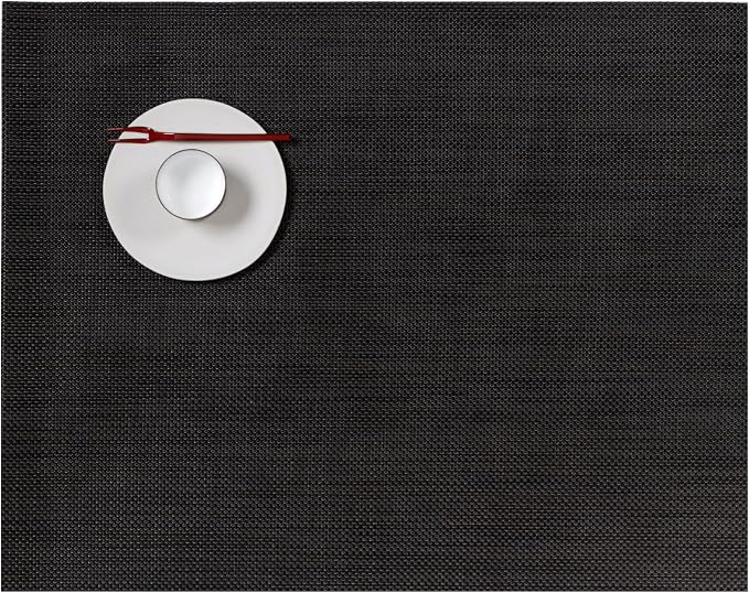 Chilewich Mini Basketweave Placemats, Woven Rectangle Placemats Set of 4 | Easy Care Woven Tabletop Textiles, Indoor/Outdoor, Espresso, 19" x 14"