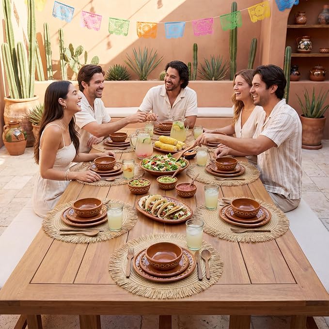 6 Pack15 Inch Round Woven Placemats Brown Boho Washable Braided Straw Placemats with Fringe Bohemian Rustic Table Mats for Dining Table Nonslip Plate Farmhouse Kitchen Decor