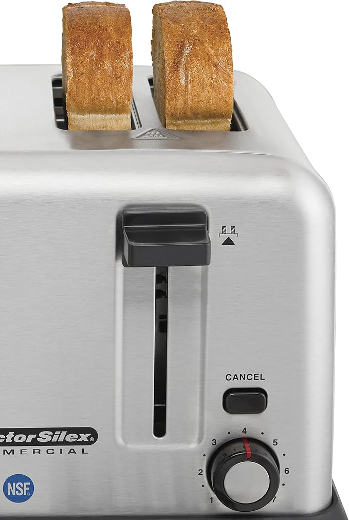 Proctor Silex Commercial 4 Slot Toaster with Crumb Tray, Longer-Life Heating Elements, Stainless-Steel Construction, NSF Certified, 24855