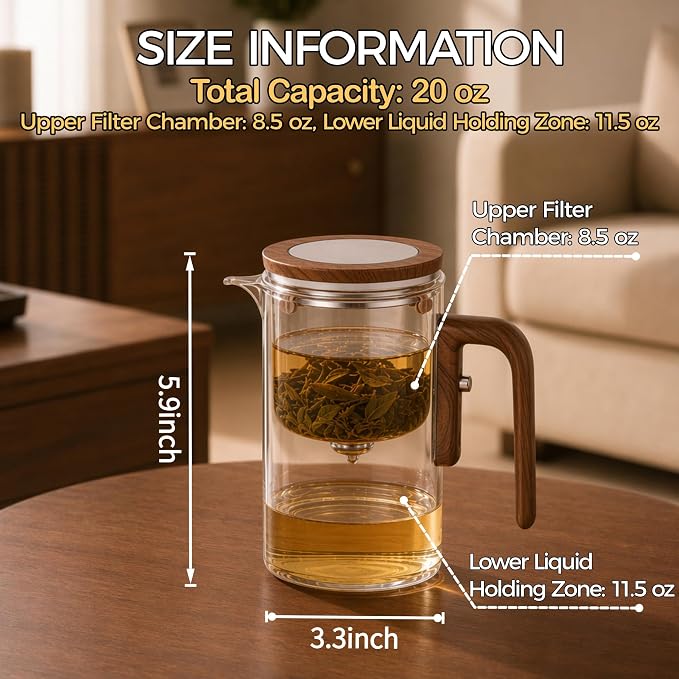 VANROS Magnetic Glass Tea Pot, Enchanted Teapot with Infuser, 20 oz | Magic Tea Maker for Loose Leaf Tea Steeper, Tea Diffusers for Tea lover Gifts
