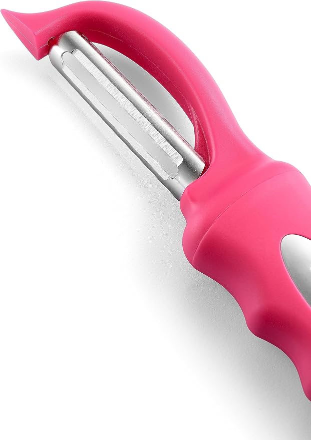 Spring Chef Swivel Vegetable Peeler for Kitchen w/Soft Grip Handle, Pink | Premium Potato Peeler w/ Ultra Sharp Stainless Steel Blades, Multifunctional Veggie Peeler for Apple, Carrot, Cucumber, Fruit