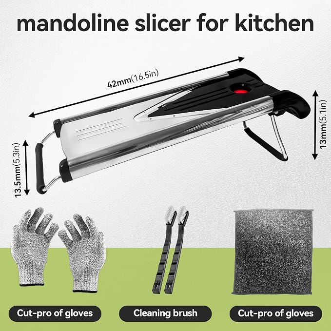 mandoline slicer, mandoline slicer for kitchen,Stainless Steel mandolin slicer,Vegetable Slicer,mandoline food slicer,slicer vegetable cutter,Cut-Resistant Gloves，