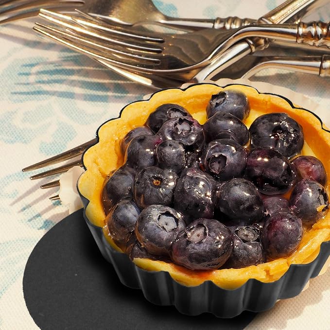 6 Pack Mini Tart Pans 4 Inch with Removable Bottom Round Non-stick Deep Quiche Pan, Heavy Duty Fluted Side for Pies, Egg Tart Molds for Baking, Mousse Cakes, Fruit and Desserts (4 Inch 6pcs)