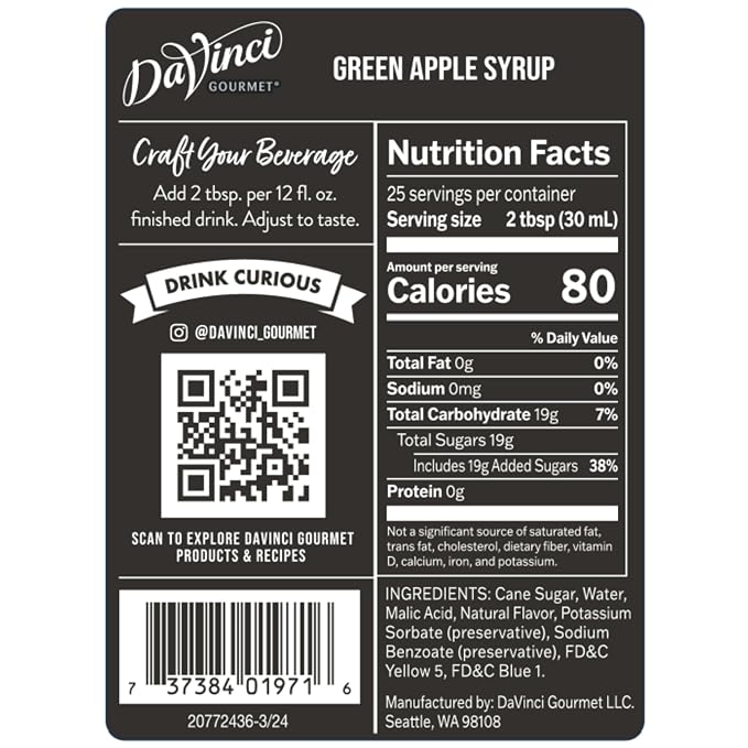 DaVinci Gourmet Green Apple Syrup, 25.4 Fluid Ounces (Pack of 4)