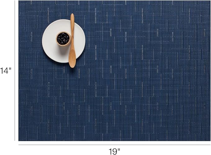 Chilewich Bamboo Placemats Set of 4, Woven Rectangle Placemats | Reusable, Stain-Resistant, Indoor/Outdoor Tabletop Protection, 19" x 14", Lapis