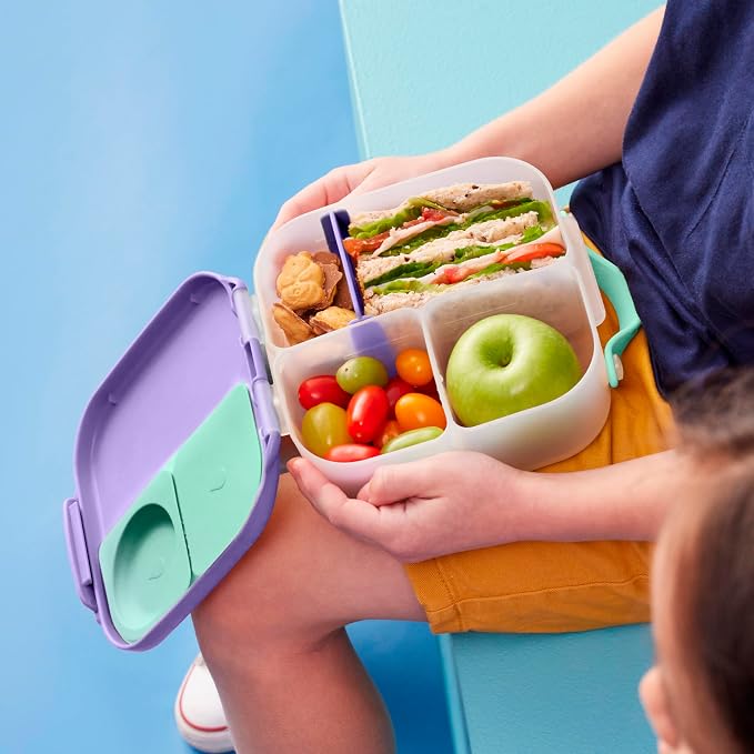 b.box Mini Lunch Box, Snack Containers for Kids, Lunch Box Kids, 4.25 Cup | Bento Box for Kids, Sanck Box, Lunch Containers, Leak Proof, Dishwasher Safe, BPA Free, PFAS Free, Ages 3+ — Lilac Pop