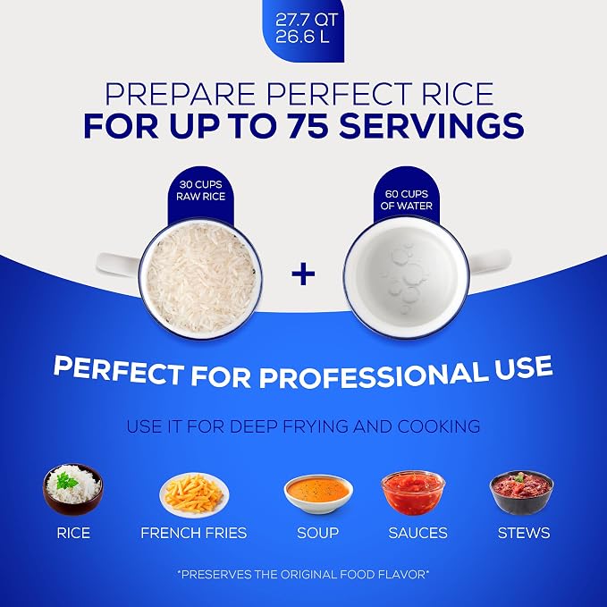 Universal (Professional Extra Large) Caldero 75 Cups - 27.7 QT / 26.6 L, Stainless Aluminum Pot, Even Heat Distribution and Fast Cooking Dutch Oven Pot with Ergonomic Handles, Ideal for Rice, and More