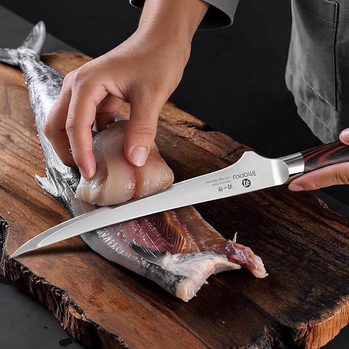imarku 8 Inch Fillet Knife, Japanese High Carbon Stainless Steel | Razor Sharp Boning Knife, Professional Filet Knife for Precision Meat Deboning Fish Fillting, Ergonomic Pakkawood Handle