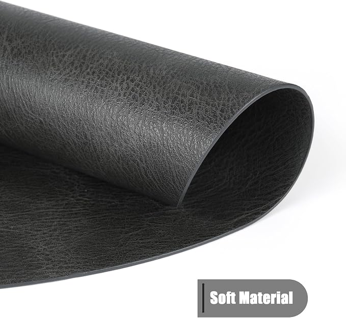 UnivoColors Placemats Round Faux Leather Placemats Set of 8-Waterproof-Wipe Clean-Heat Resistant-Anti Slip Dining Table Place Mats,Suitable for Indoor & Outdoor Use,15".Retro Dark Gray