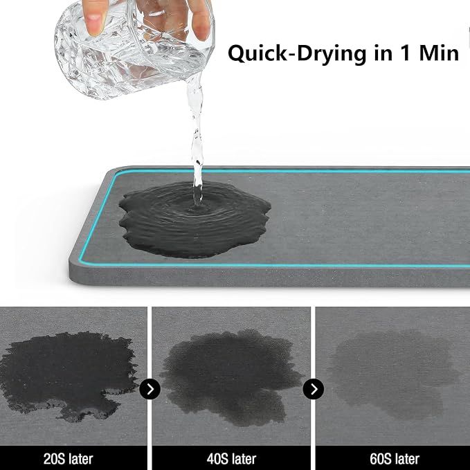 Large Family-Sized Sponge Holder for Kitchen Sink Organizer (Black) | Sink Caddy with Instant Drying Stone, Stainless Steel Sponge Holder for Sponges, Scrubbers, Soap, Home Countertop Organizer