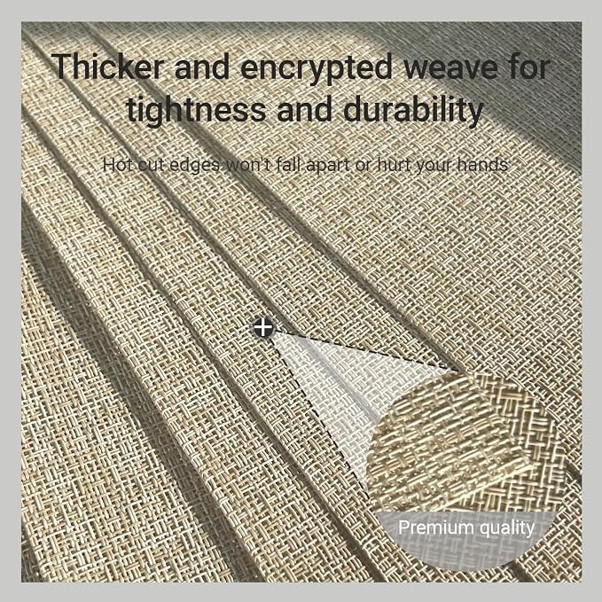 PIGCHCY Beige Placemats Set of 4 Vinyl PVC Durable Place Mats for Dining Table,Heat Resistant Non-Slip Woven Tabel Mats (18x12 inches, Beige)