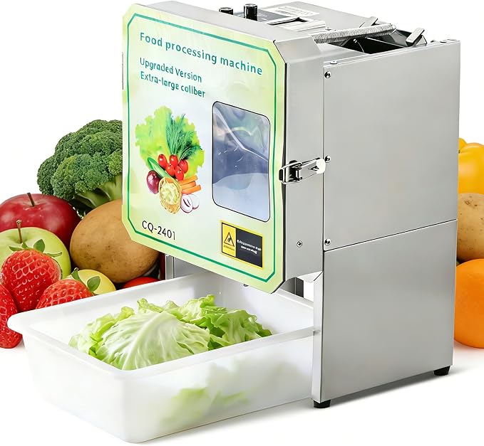 Commercial Electric Vegetable Slicer & Chopper, 4-in-1 Food Cutter | Multi-function slicer/chopper for onion & green onion; slice shred dice, easy-clean, salad meal prep, home/commercial use