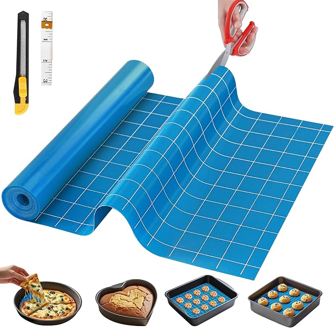 GTJ Silicone Baking Mat Roll, Reusable Baking Sheet Liners, 12 in x 6 ft | Free Cut to Size, Food-Grade, Non-Stick, Non-Slip, For Dough, Pastry, Air Fryer, Freeze Dryer, Oven Pan, Kitchen Counter