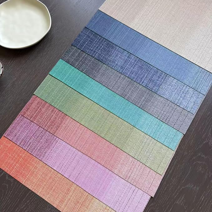 Zupro Placemats Set of 4 Woven PVC18 x12 Everyday use-(Gradient Light Blue) | Washable Heat-Resistant Non Slip Table Mats PVC Vinyl Kitchen Dining Patio Table Place Mats for Holidays Dinner Parties BBQs