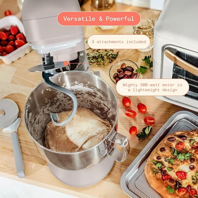 5.3 Qt Stand Mixer, 300W Electric Kitchen Mixer with 12 Speeds, Tilt Head Design, Stainless Steel Bowl, Dough Hook Whisk Beater Splash Guard (Wildflower Porcini Taupe)