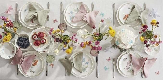 Lenox Butterfly Meadow Porcelain 28-Piece Dinnerware Set for 4 | ceramic, dishwasher safe, microwave safe | plates and bowls sets for kitchen and dining | 11 inch plate