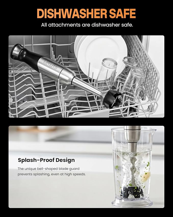 Gavasto Smart Immersion Blender, Hand Blender with Variable Telescopic Blending Rod & Stepless Speed Control, Powerful Handheld Blender with Smart Overload Protection for Smoothies, Puree, Baby Food