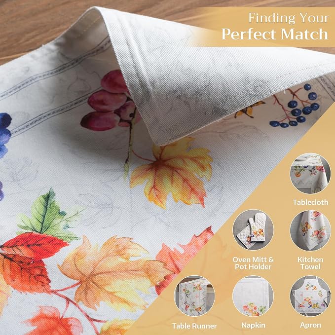 Maison d' Hermine Placemats Set of 4 Reusable 100% Cotton (13"x19") | Cloth Place Mats Washable Table Mats for Kitchen Dining Party Wedding Hotel Home Thanksgiving Christmas - Fruit D'Hiver