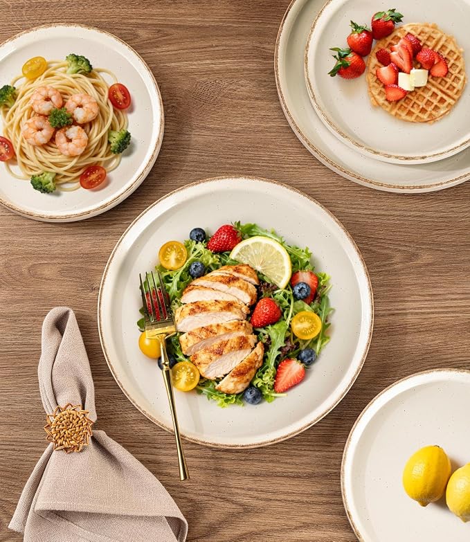 AmorArc Stoneware Dinnerware Sets for 6,18 Pcs Plates and Bowls Set | Handmade Ceramic Dish Set,Dishwasher & Microwave Safe,Scratch Resistant