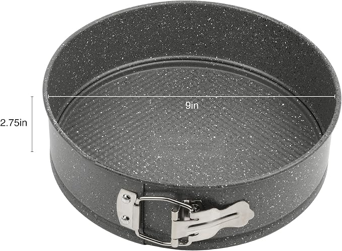 David Burke 9" Springform Pan – Carbon Steel Cheesecake Mold with Removable Bottom, Oven Safe, PFTE & PFOA Free – Gray Speckle