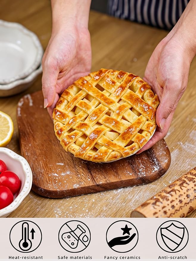 Ceramic Mini Pie Pans Set of 4, 5.8 Inch Pie Plates (Vintage White) | Even Heat Distribution, Perfect Individual Servings, Easy Release, Durable Design, Oven Safe, Dishwasher Safe