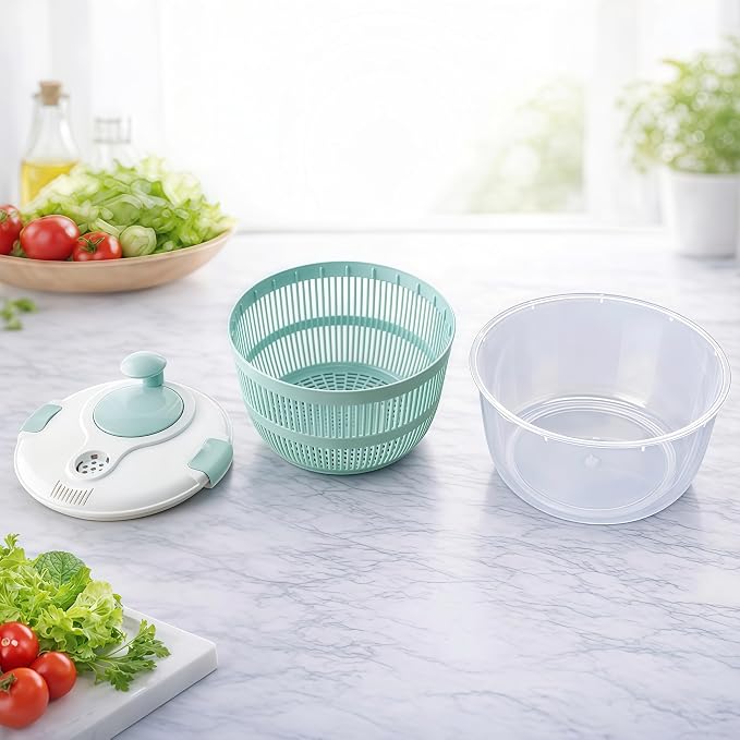 Salad Spinner Fruit Vegetable Wash: Fruit Washer Multifunctional Lettuce Spinner for Washing Spinning and Draining Greens 5 Qt