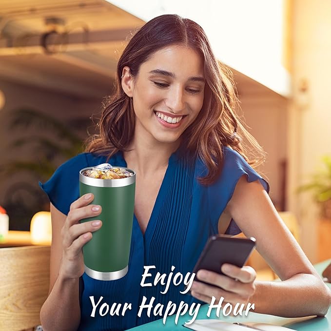 20 oz Tumblers Stainless Steel Tumbler with Lid, 1 Pack | Deep Green, 20oz Insulated Coffee Mug, Double Wall Vacuum, Powder Coated Cup, for Hot and Cold Drinks